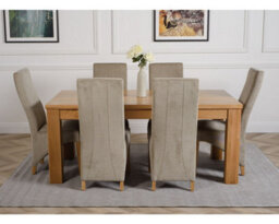 That's Furniture Dakota 182 X 92 Cm Chunky Oak Large Dining Table And 6 Chairs Dining Set With Lola Grey Fabric Chairs - thumbnail 2