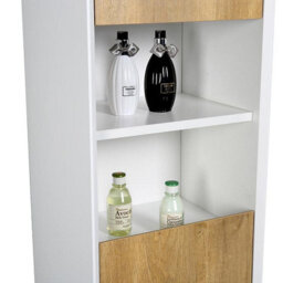 Plum&clay Declan White & Oak Wall Hung Bathroom Tall Storage Unit (H)1700mm (W)400mm - thumbnail 5