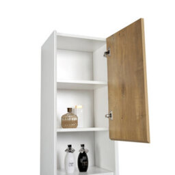 Plum&clay Declan White & Oak Wall Hung Bathroom Tall Storage Unit (H)1700mm (W)400mm - thumbnail 4