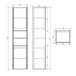 Plum&clay Declan White & Oak Wall Hung Bathroom Tall Storage Unit (H)1700mm (W)400mm - thumbnail 9