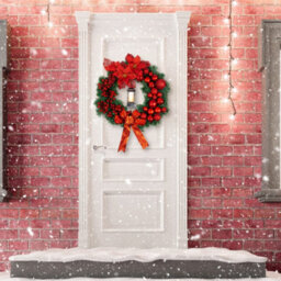 Globrite Christmas Wreath - 40 Cm, Red - With Bows Baubles & Lantern - Front Door Outdoor Christmas Decoration For Home Décor - thumbnail 7