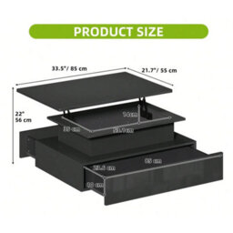 Black High Gloss Led Lift Top Rectangle Wooden Coffee Table - thumbnail 2