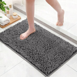 Ameha Grey Chenille Mat 50X80Cm, Extra Soft, Non-Slip, Absorbent Bath Rug & Doormat - thumbnail 3