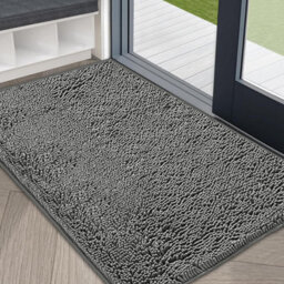 Ameha Grey Chenille Mat 50X80Cm, Extra Soft, Non-Slip, Absorbent Bath Rug & Doormat - thumbnail 9