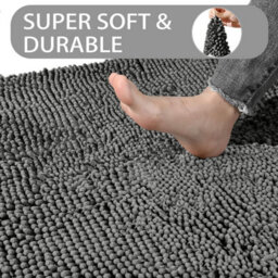 Ameha Grey Chenille Mat 50X80Cm, Extra Soft, Non-Slip, Absorbent Bath Rug & Doormat - thumbnail 7