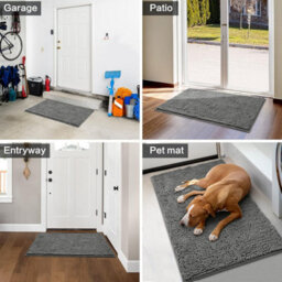 Ameha Grey Chenille Mat 50X80Cm, Extra Soft, Non-Slip, Absorbent Bath Rug & Doormat - thumbnail 8