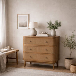 Wyld Haus Pasadena Natural Wood And Rattan 3-Drawer Chest - thumbnail 1