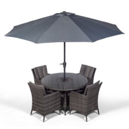 That's Furniture Savannah Round 4 Seater Patio Dining Set With Ice Bucket Drinks Cooler - Grey - thumbnail 4