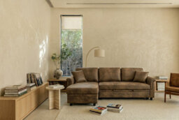 Faux Leather Suede Brown 2C1 Corner Sofabed With Chaise Oscar - thumbnail 8
