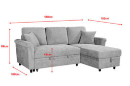 Faux Leather Suede Brown 2C1 Corner Sofabed With Chaise Oscar - thumbnail 9