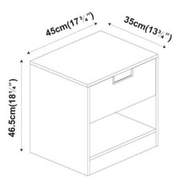 Urbn-Living Urbnliving 47Cm Height Drawer Bedside Grey Table Nightstand Shelf Cabinet Storage Unit Bedroom Furniture - thumbnail 6