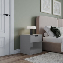 Urbn-Living Urbnliving 47Cm Height Drawer Bedside Grey Table Nightstand Shelf Cabinet Storage Unit Bedroom Furniture - thumbnail 1
