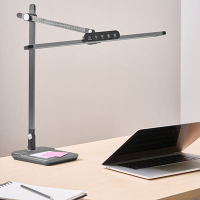 Beliani Desk Lamp Grey With Adjustable Arm And Stepless Dimmer - Modern Brushed Aluminium Finish - image 1