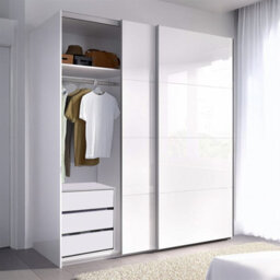 Direct Furniture Suppliers Ltd Arm 2 Door Sliding Wardrobe 150Cm Wide In White + Arc Internal 3 Draw Chest Bundle