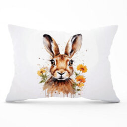Warren Reed Designer Watercolour Hare And Daisies Cushions 33Cm X 48Cm - thumbnail 1