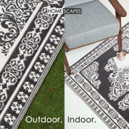 Homescapes Luxury Outdoor Rug Waterproof Reversible For Garden Patio, 120 X 186 Cm, Black & White, 100% Recycled, Motif - thumbnail 5