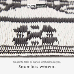 Homescapes Luxury Outdoor Rug Waterproof Reversible For Garden Patio, 120 X 186 Cm, Black & White, 100% Recycled, Motif - thumbnail 4