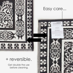 Homescapes Luxury Outdoor Rug Waterproof Reversible For Garden Patio, 120 X 186 Cm, Black & White, 100% Recycled, Motif - thumbnail 6