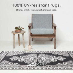 Homescapes Luxury Outdoor Rug Waterproof Reversible For Garden Patio, 120 X 186 Cm, Black & White, 100% Recycled, Motif - thumbnail 3
