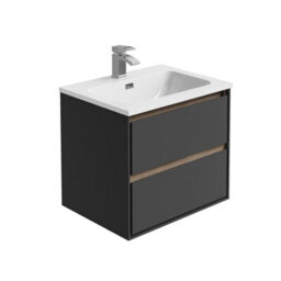 Plum&clay Norton Black & Oak Wall Hung Vanity Unit & Basin Set (W)600mm (H)530mm - thumbnail 2