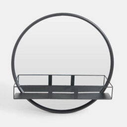Ohs Round Wall Mounted Bathroom Dressing Mirror With Shelf - thumbnail 3