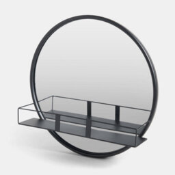 Ohs Round Wall Mounted Bathroom Dressing Mirror With Shelf - thumbnail 4