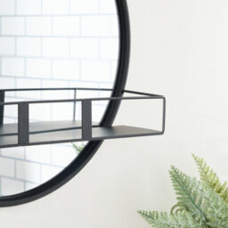 Ohs Round Wall Mounted Bathroom Dressing Mirror With Shelf - thumbnail 2