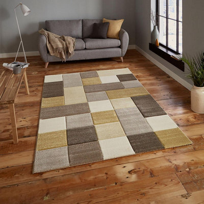 Grey/yellow Geometric Modern Handmade Easy To Clean Rug For Living Room Bedroom And Dining Room-160Cm X 220Cm - image 1