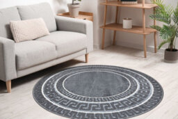 RugsX Carpet Allure 1960 Circle, Greek Key, Frame - Structural, Stylish, Glamour Grey Circle 120 Cm - thumbnail 5