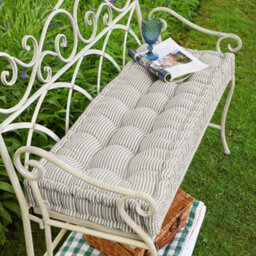 Dibor Vintage Style  Cotton Grey Striped Reversible Garden Outdoor Cushion L105Cm X W42Cm - thumbnail 1