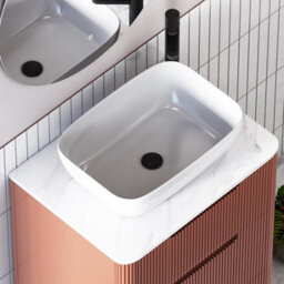 Royal Bathrooms Avenza 600mm Terracotta Clay Floor Standing Countertop Bathroom Vanity Unit 3 Drawer With Elva Basin - thumbnail 7