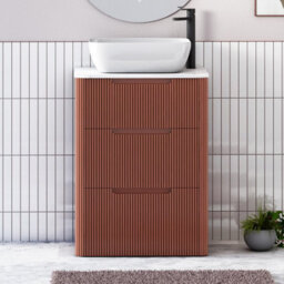 Royal Bathrooms Avenza 600mm Terracotta Clay Floor Standing Countertop Bathroom Vanity Unit 3 Drawer With Elva Basin - thumbnail 1