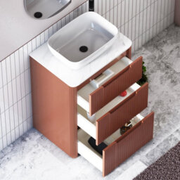 Royal Bathrooms Avenza 600mm Terracotta Clay Floor Standing Countertop Bathroom Vanity Unit 3 Drawer With Elva Basin - thumbnail 5