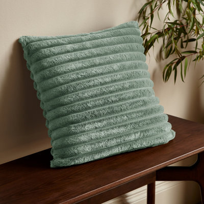 Catherine Lansfield Cosy Ribbed Faux Fur Soft Touch 45X45Cm Cushion Green - image 1