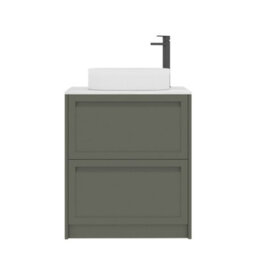 Royal Bathrooms Royal Bathroom Elmore 700mm Matt Green Freestanding Countertop Bathroom Vanity Unit 2 Drawer With Lyon Basin - thumbnail 7