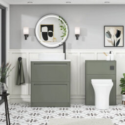 Royal Bathrooms Royal Bathroom Elmore 700mm Matt Green Freestanding Countertop Bathroom Vanity Unit 2 Drawer With Lyon Basin - thumbnail 5