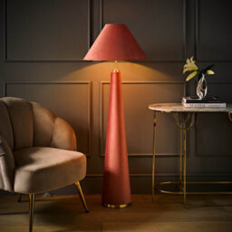 Valuelights Martha Conical Pink Velvet Midi Floor Lamp With Bulb - thumbnail 1