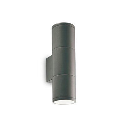 Ideal Lux Outdoor Up Down Wall Lamp 2 Lights Anthracite Ip44, Gu10
