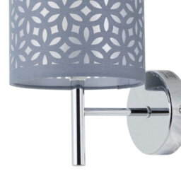 First Choice Lighting Set Of 2 Brea - Chrome Wall Lights With Grey Cut Out Shade - thumbnail 3