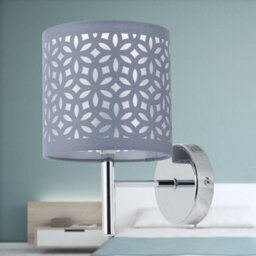 First Choice Lighting Set Of 2 Brea - Chrome Wall Lights With Grey Cut Out Shade - thumbnail 4