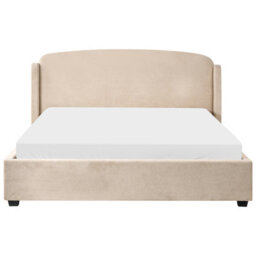 Beliani Ottoman Bed Fabric Bernay 180 X 200 Cm (Eu Super King) Taupe - thumbnail 6