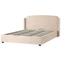 Beliani Ottoman Bed Fabric Bernay 180 X 200 Cm (Eu Super King) Taupe - thumbnail 5