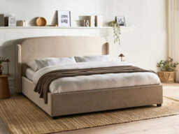 Beliani Ottoman Bed Fabric Bernay 180 X 200 Cm (Eu Super King) Taupe - thumbnail 2