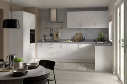 Kitchen Kit Light Grey Gloss Slab Door Belfast Sink Base Unit Cabinet Flatpack - 600X455mm - thumbnail 2