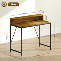 Wyld Haus Rena 100Cm Rustic Brown Gaming Desk With Led Lights, Power Strip And Monitor Stand - thumbnail 4