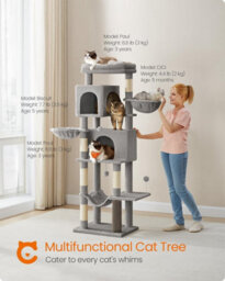 Songmics Luxury Cat Entertainment Complex, Multi-Feature Tower With Caves And Play Areas, Dove Grey - thumbnail 1