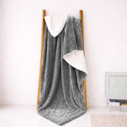 Oxford Homeware Blanket Reversible Soft Plush Throw For Bed & Sofa Sherpa Fleece Blanket, Silver, Single (130 X 150Cm)
