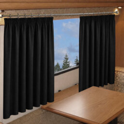 Oxford Homeware Black 230 Gsm Blackout Curtain Thermal Insulated Pencil Pleat For Window Curtain Pair (W)117Cm X (L)137Cm - thumbnail 7
