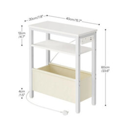 White 3-Tier Charging Station Sofa Bedside End Table - thumbnail 2