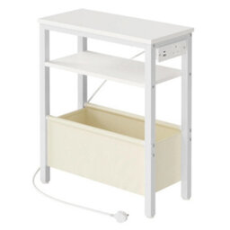 White 3-Tier Charging Station Sofa Bedside End Table - thumbnail 3